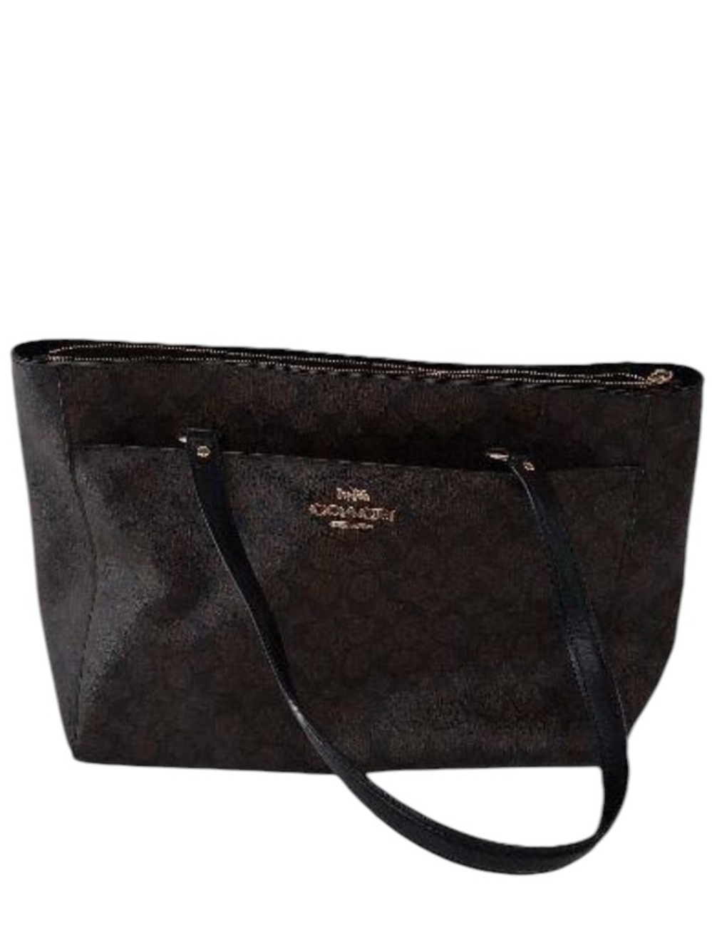 9857 Coach Signature Tote Bag in Dark Brown